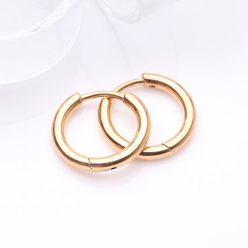 Detail View 1 of A Pair of Implant Grade Titanium Golden Basic Huggie Hoop Earring